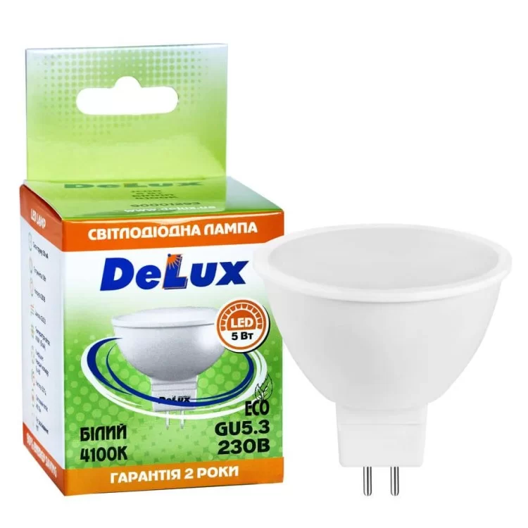 Лампа светодиодная Delux JCDR 5Вт 4100К GU5.3 цена 43грн - фотография 2