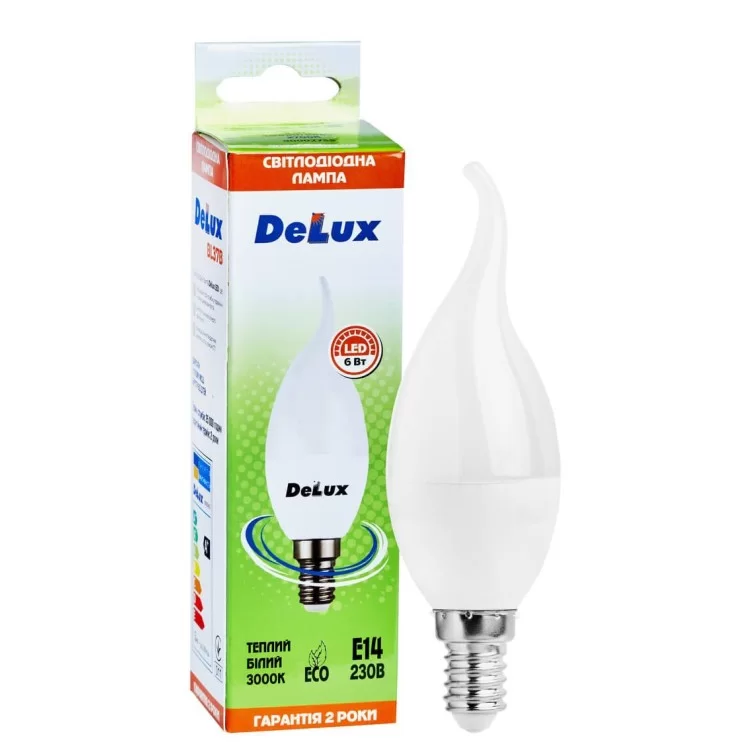 Светодиодная лампа DELUX BL37B 6Вт tail 3000K 220В E14 цена 37грн - фотография 2