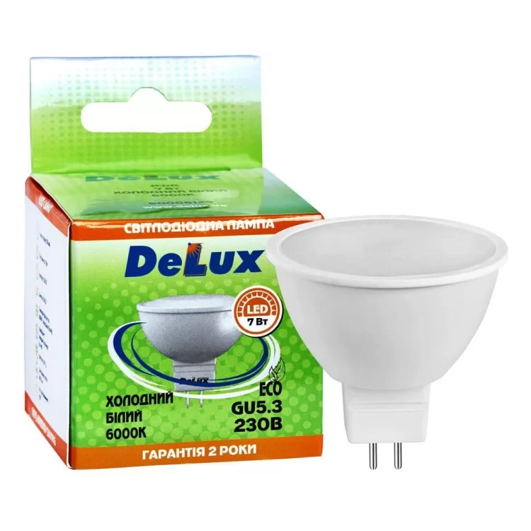 Лампа світлодіодна Delux JCDR 7Вт 6000К GU5.3 ціна 49грн - фотографія 2