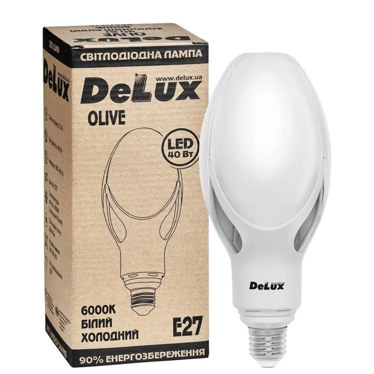 Світлодіодна лампа DELUX OLIVE 40Вт E27 6000K ціна 543грн - фотографія 2