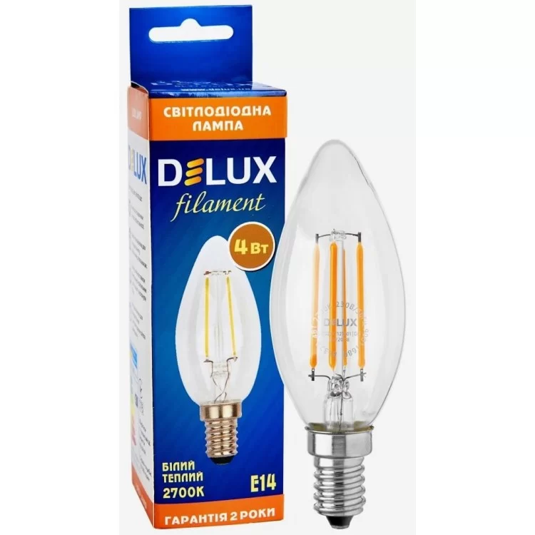 Лампа филаментная DELUX BL37B 4Вт 2700K 220В E14 цена 53грн - фотография 2
