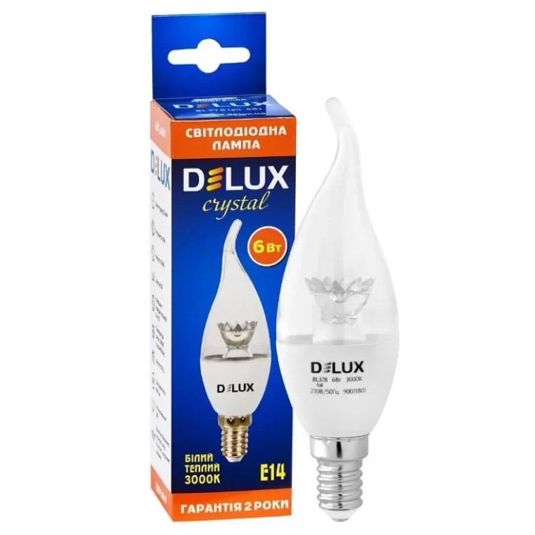 в продажу Світлодіодна лампа DELUX BL37B 6Вт tail 3000K 220В E14 crystal - фото 3