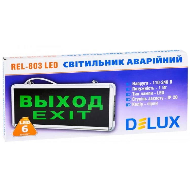 Аварийный светильник с аккумулятором Delux REL-803 (1,2V600mAh) 1Вт 6LED цена 234грн - фотография 2