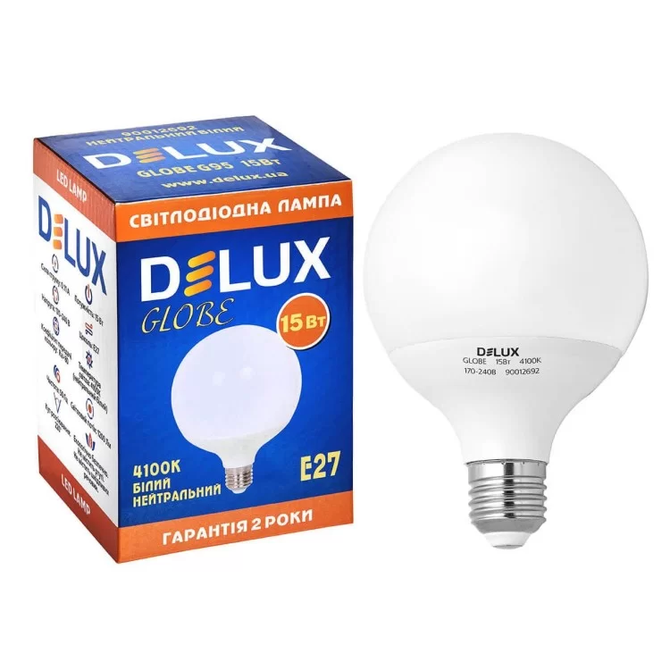 Лампа світлодіодна Delux G95 15Вт 4100К Е27 ціна 120грн - фотографія 2