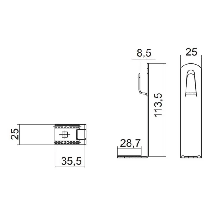 Универсальный держатель токоотводящего прута DKC ND2217ZC 35х115х26мм из оцинкованной стали цена 73грн - фотография 2