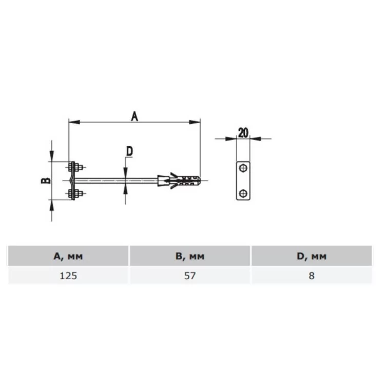 Фасадный держатель молниеотвода DKC ND2306ZC для прута Ø8-10мм или полосы до 30мм 125х57мм из оцинкованной стали цена 128грн - фотография 2