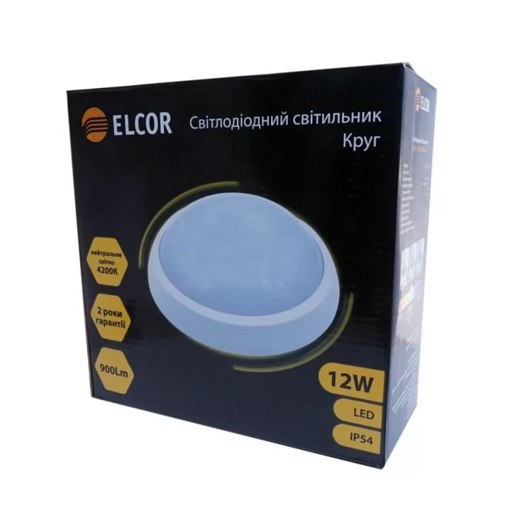 Круглий LED світильник ELCOR 713008 12Вт 4200K 900Лм IP54 характеристики - фотографія 7