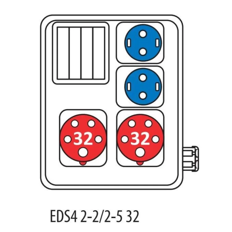 Будівельний щиток живлення ETI 004483101 з роз'ємами EDS4 2-2/2-5 32 (Роз'єм 32A/5P-2 Schuko-2 АВ: C16/1-1 C32/3-1) ціна 4 085грн - фотографія 2