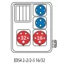 Будівельний щиток живлення ETI 004483102 з роз'ємами EDS4 2-2/2-5 16/32 (Роз'єм 16A/5P-1 32A/5P-1 Schuko-2 АВ: C16/1-1 C16/3-1)