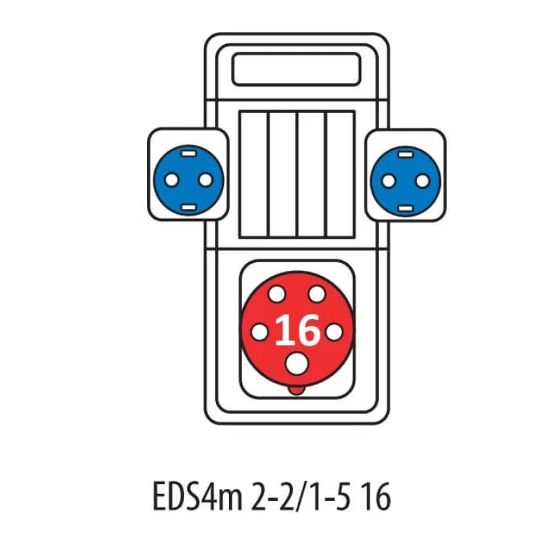Будівельний щиток живлення ETI 004483110 з роз'ємами EDS4m 2-2/1-5 16 (Роз'єм 16A/5P-1 Schuko-2 АВ: C16/1-1 C16/3-1 «Міні») ціна 3 569грн - фотографія 2