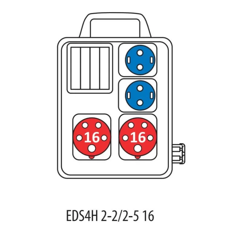 Переносной щит питания ETI 004483120 с разъемами EDS4H 2-2/2-5 16 (Разъем 16A/5P-2 Schuko-2 АВ: C16/1-1 C16/3-1 с ручкой) цена 4 120грн - фотография 2