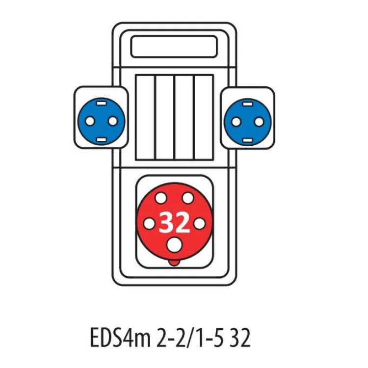Будівельний щиток живлення ETI 004483111 з роз'ємами EDS4m 2-2/1-5 32 (Роз'єм 32A/5P-1 Schuko-2 АВ: C16/1-1 C32/3-1 «Міні») огляд - фото 8