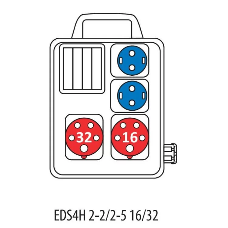 Переносний щит живлення ETI 004483122 з роз'ємами EDS4H 2-2/2-5 16/32 (Роз'єм 16A/5P-1 32A/5P-1 Schuko-2 АВ: C16/1-1 C16/3-1 з ручкою) відгуки - зображення 5