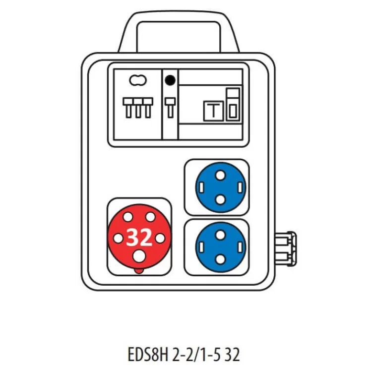 Переносной щиток питания ETI 004483281 с разъемами EDS8H 2-2/1-5 32 (Разъем 32A/5P-1 Schuko-2 АВ: C16/1-1 C32/3-1 с ручкой) инструкция - картинка 6