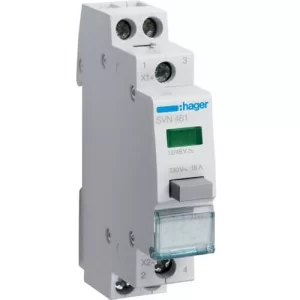 Возвратный кнопочный выключатель Hager SVN461 12/48В 16А 2НО с зеленым индикатором