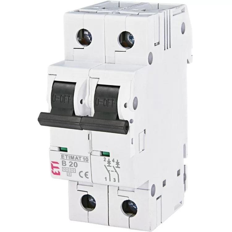 Автоматичний вимикач ETI 002123717 ETIMAT 10 2p B 20А (10 kA)
