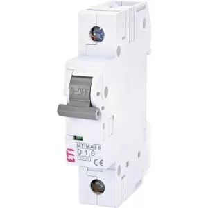 Автоматический выключатель ETI 002161507 ETIMAT 6 1p D 1.6A (6kA)