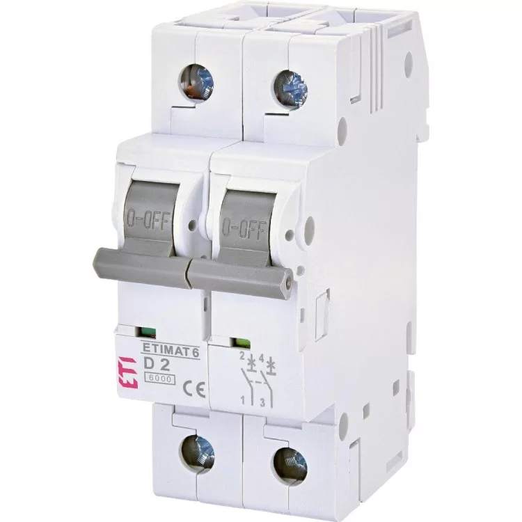 Автоматичний вимикач ETI 002163508 ETIMAT 6 2p D 2A (6kA)