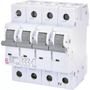 Автоматичний вимикач ETI 002165510 ETIMAT 6 3p+N D 4А (6 kA)