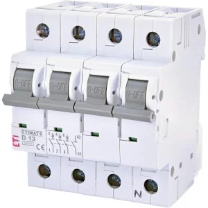 Автоматичний вимикач ETI 002165515 ETIMAT 6 3p+N D 13А (6 kA)