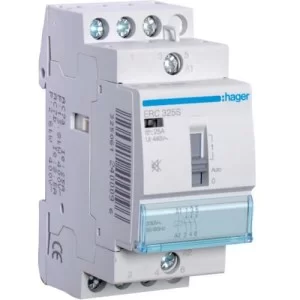 Безшумний контактор з ручним керуванням Hager ERC325S 25A 3НО 230B