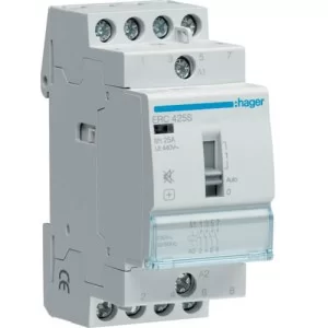 Бесшумный контактор с ручным управлением Hager ERC425S 25A 4НО 230B