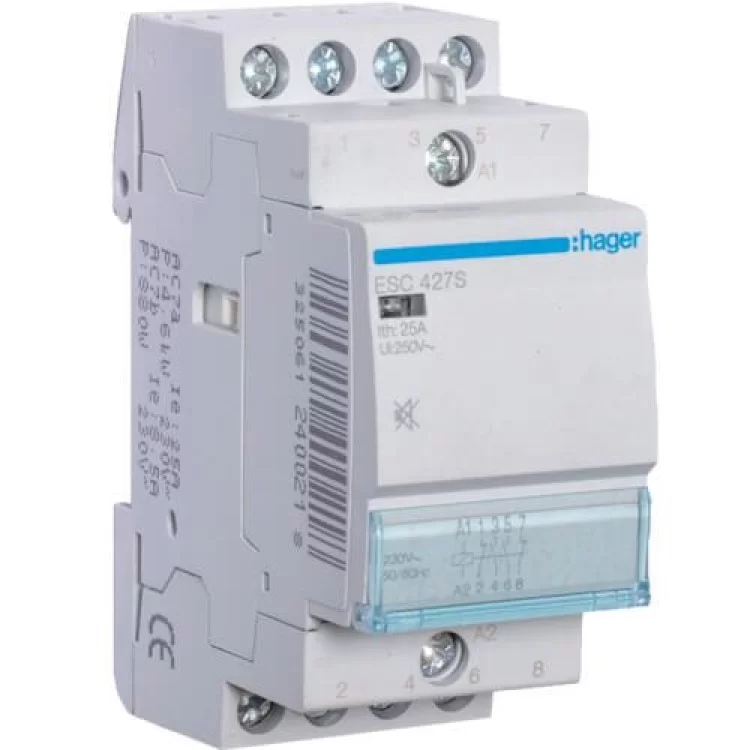 Безшумний контактор Hager ESC427S 25A 2НО+2НC 230B