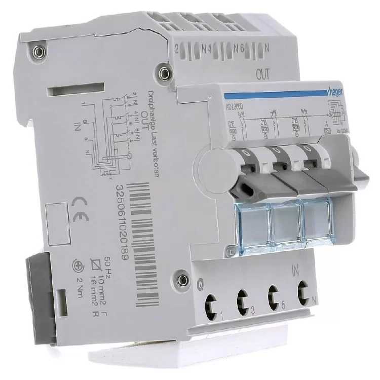 Диференційний автоматичний вимикач Hager ADZ366D, C16А, 30мА ціна 4 005грн - фотографія 2