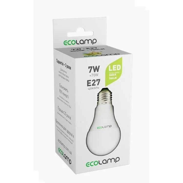 Лампочка Ecolamp A60 7Вт 3000К E27 ціна 29грн - фотографія 2