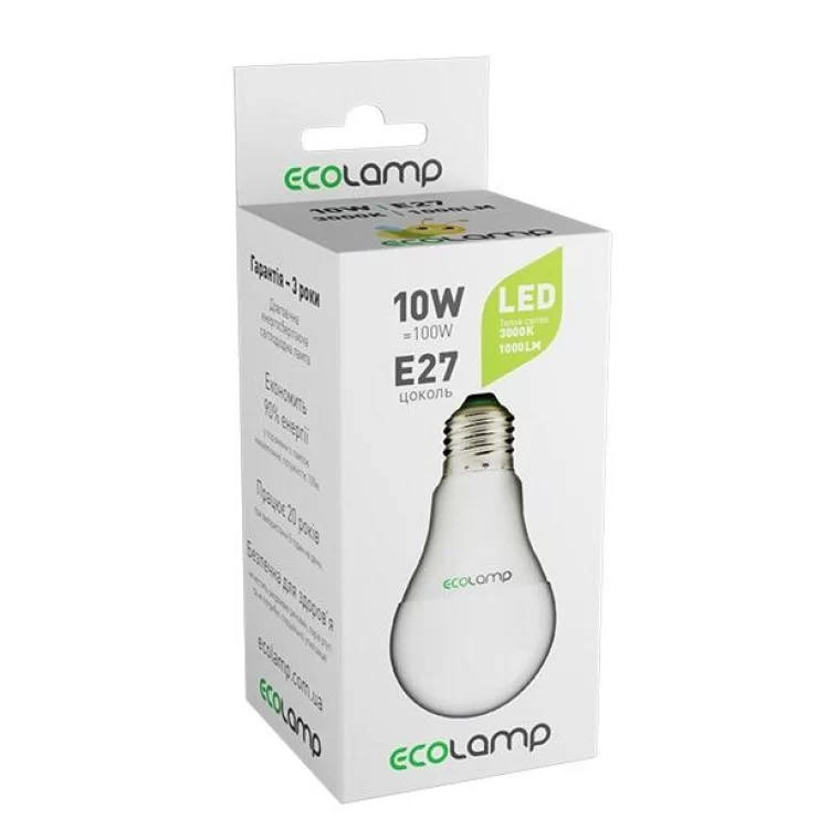 Лампочка Ecolamp A60 10Вт 3000К E27 ціна 38грн - фотографія 2