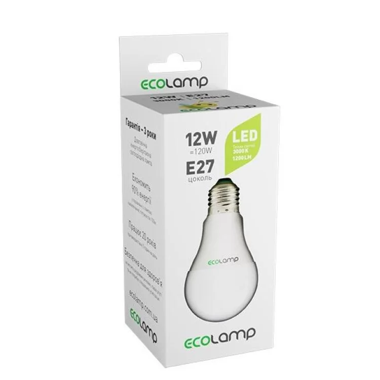 Лампочка Ecolamp A60 12Вт 3000К E27 ціна 41грн - фотографія 2
