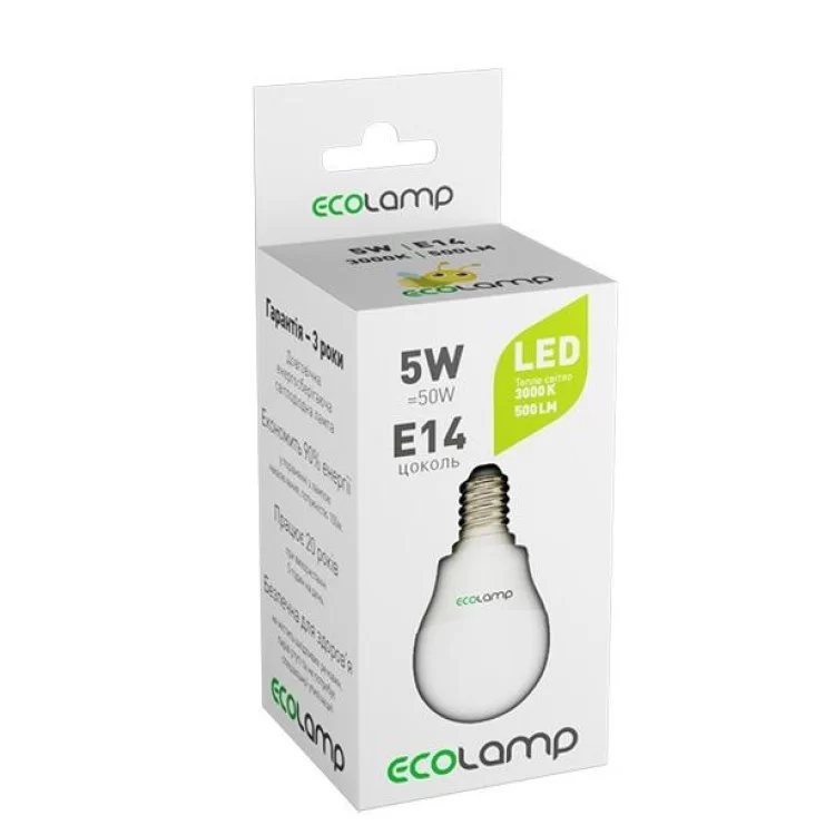 Лампочка Ecolamp G45 5Вт 3000К E14