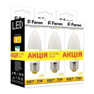 Світлодіодна лампа Feron LB-97 7W E27 2700K 3шт. в упаковці