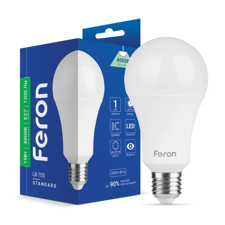 Світлодіодна лампа Feron LB-705 15W E27 4000K 01787