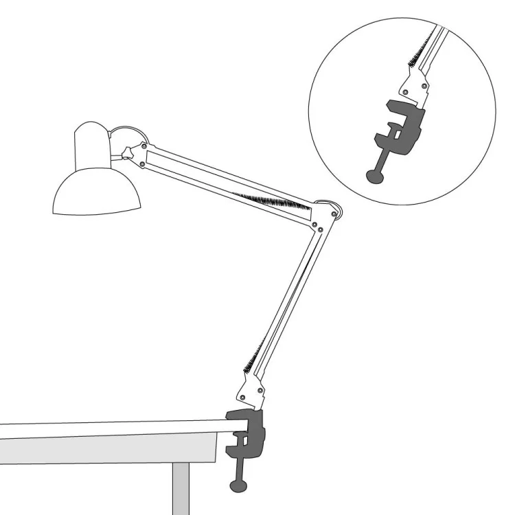 Настільний світильник Feron DE1430 на струбцині під лампу Е27 24233 ціна 704грн - фотографія 2