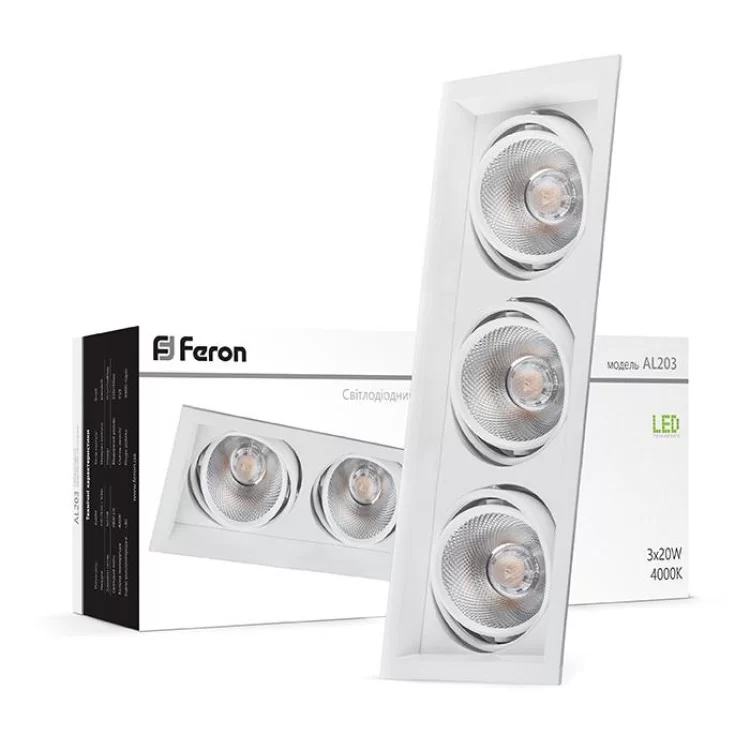 продаємо Карданний світильник Feron AL203 3xCOB 20W білий в Україні - фото 4
