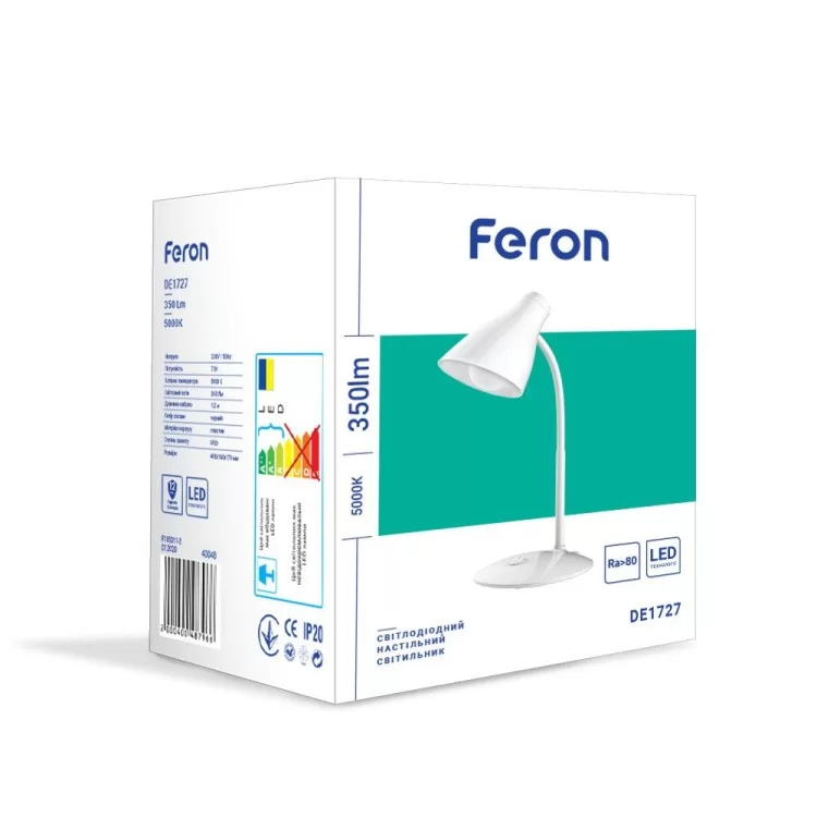 Настольный светодиодный светильник белый Feron DE1727 характеристики - фотография 7