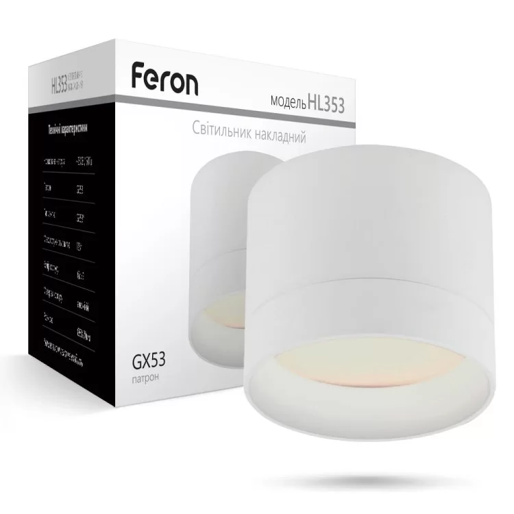 Накладной неповоротный светильник под лампу Feron HL353 белый