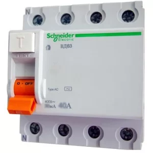 Пристрій захисного відключення Schneider Electric ВД63 4P 25A 30mА