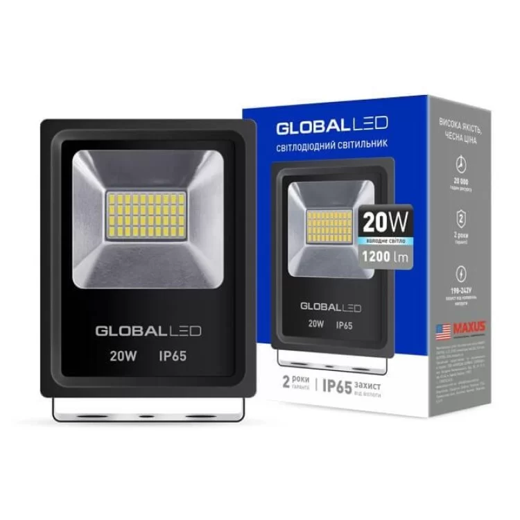 Світлодіодний прожектор Global Flood Light 20Вт 5000K (1-LFL-002) ціна 220грн - фотографія 2