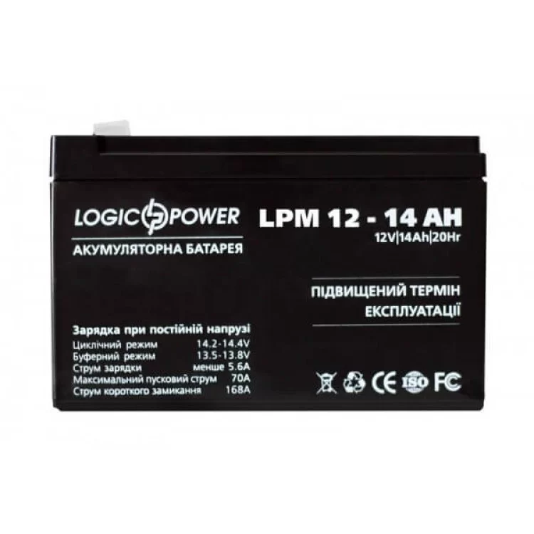 Акумулятор LogicPower AGM LPM 12-14 AH 12В ціна 1 457грн - фотографія 2