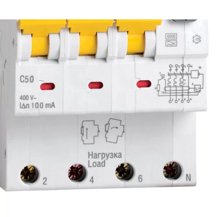 Дифференциальный выключатель тока IEK АВДТ34 C50 100мА (MAD22-6-050-C-100) цена 1 373грн - фотография 2