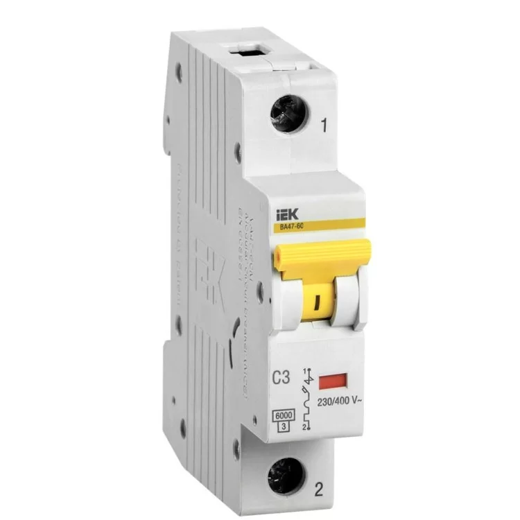 Автоматичний вимикач IEK ВА47-60 1Р 3А 6кА «С» (MVA41-1-003-C)