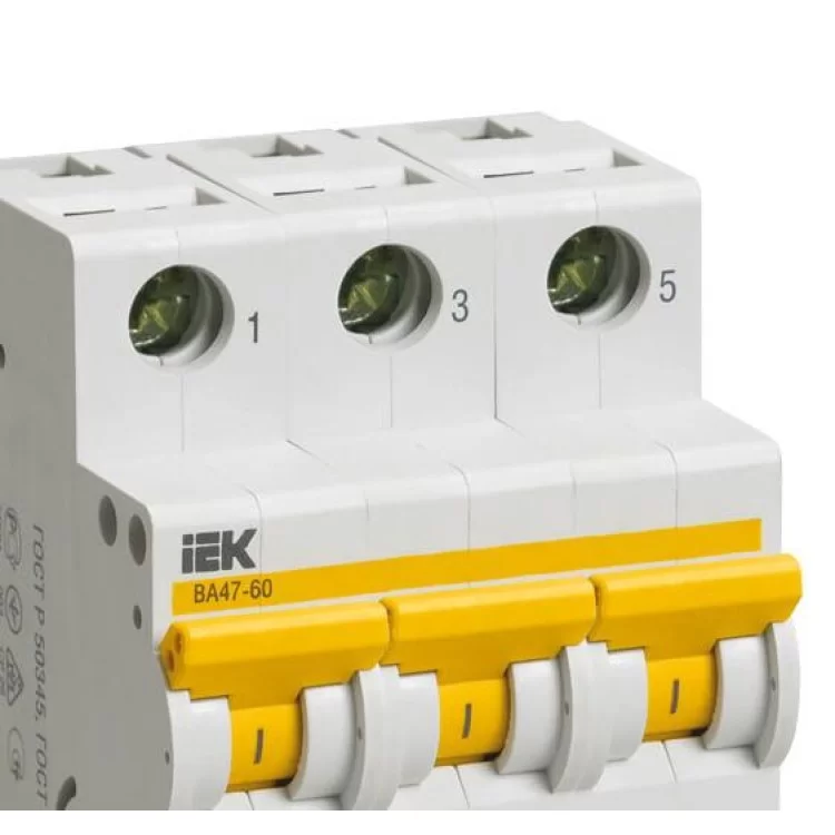 Автоматичний вимикач IEK ВА47-60 3Р 1А 6кА «С» (MVA41-3-001-C) ціна 338грн - фотографія 2