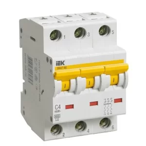 Автоматичний вимикач IEK ВА47-60 3Р 4А 6кА «С» (MVA41-3-004-C)
