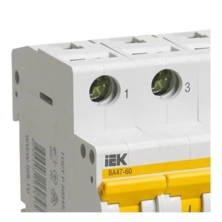 Автоматичний вимикач IEK ВА47-60 3Р 4А 6кА «С» (MVA41-3-004-C) ціна 338грн - фотографія 2