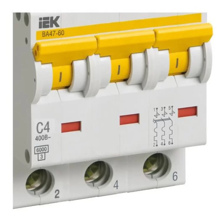 в продажу Автоматичний вимикач IEK ВА47-60 3Р 4А 6кА «С» (MVA41-3-004-C) - фото 3
