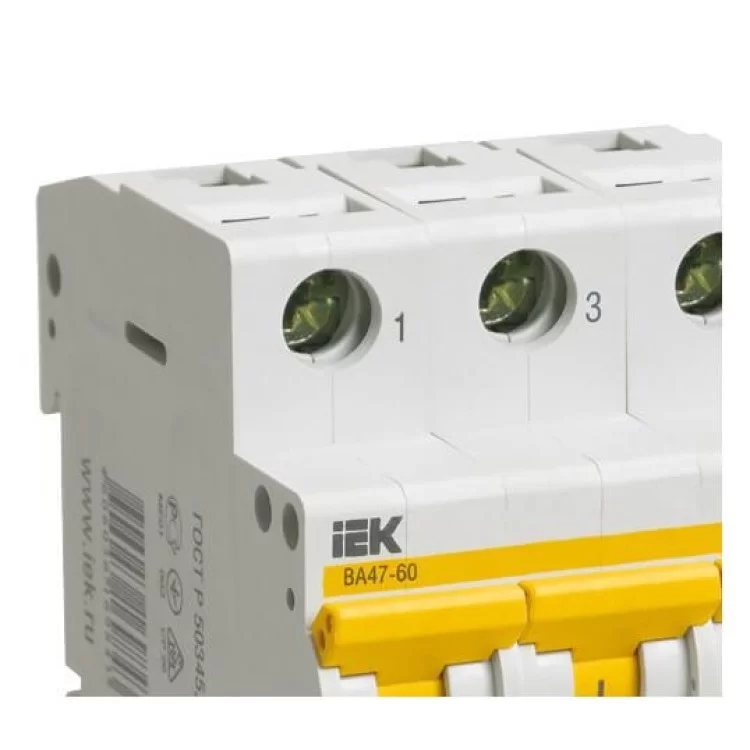 Автоматичний вимикач IEK ВА47-60 3Р 20А 6кА «B» (MVA41-3-020-B) ціна 346грн - фотографія 2