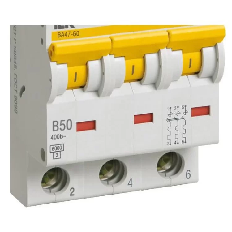 Автоматичний вимикач IEK ВА47-60 3Р 50А 6кА «B» (MVA41-3-050-B) ціна 387грн - фотографія 2