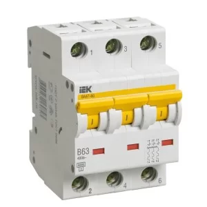 Автоматический выключатель IEK ВА47-60 3Р 63А 6кА «B» (MVA41-3-063-B)